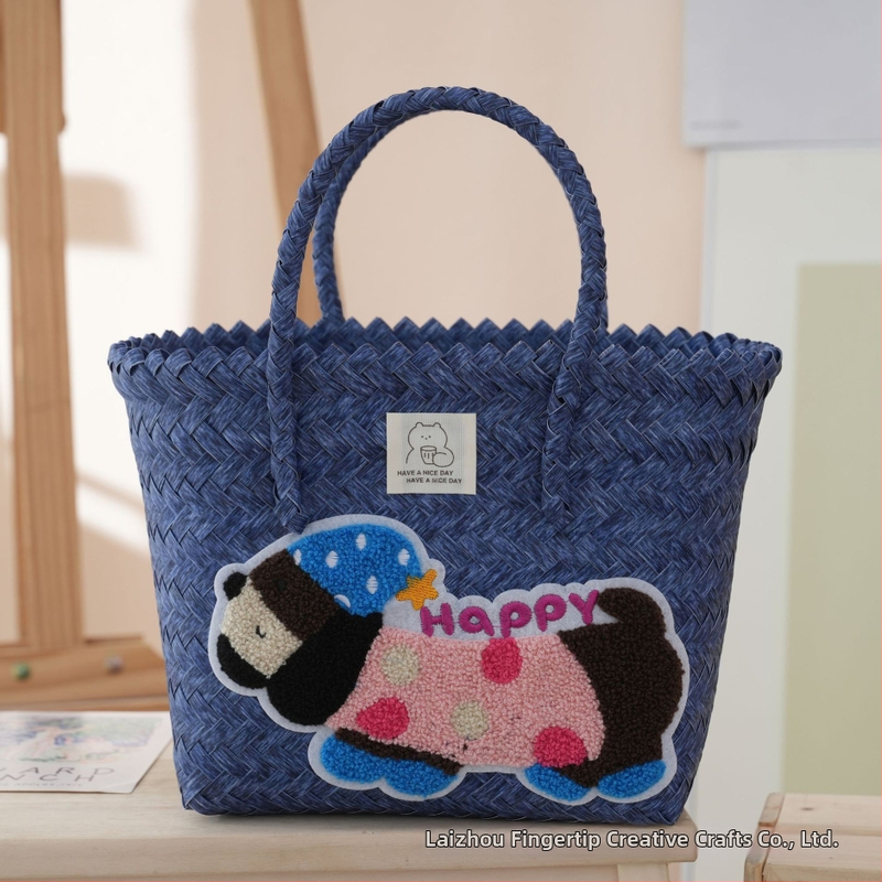 Geantă PVC țesută, în stil street-trend, formă verticală pătrată, fără căptuială