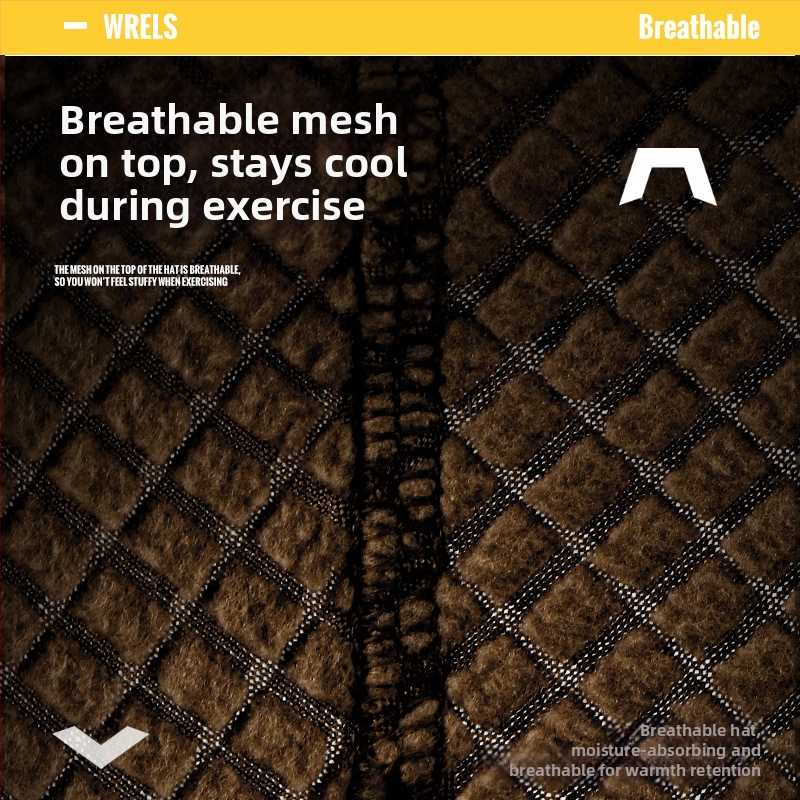 Șapcă sport outdoor cu căptușeală de fleece, unisex, poliester, model grilă, vreme rece – pentru alergare și drumeții