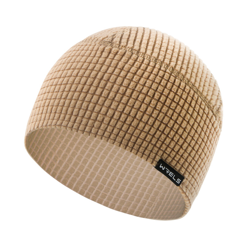 Șapcă sport outdoor cu căptușeală de fleece, unisex, poliester, model grilă, vreme rece – pentru alergare și drumeții