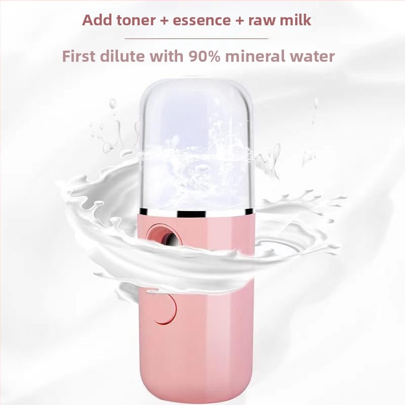 Kaasaskantav nano-spray näo niisutusseade koos sisseehitatud 4000–6000 mAh akuga, külm pihustus, ühekorruseline režiim, udu kestus kuni 10 sekundit, aku elu üle 12 tunni