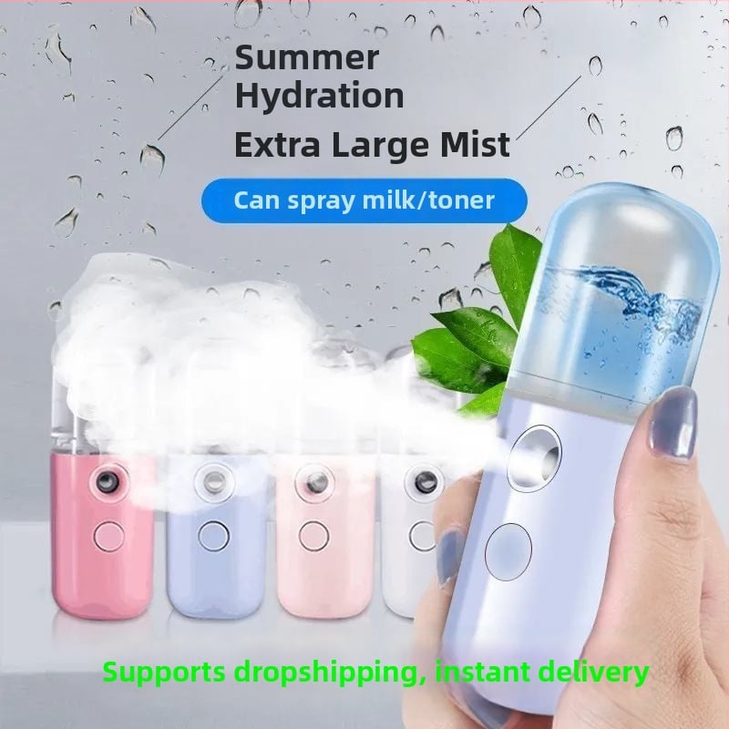 Nešiojamas nano purškimo veido drėkinimo įrenginys veidui su įmontuota 4000–6000 mAh baterija, šaltas purškimas, vieno greičio režimas, rūko laikas iki 10 sekundžių, baterijos tarnavimo laikas virš 12 valandų