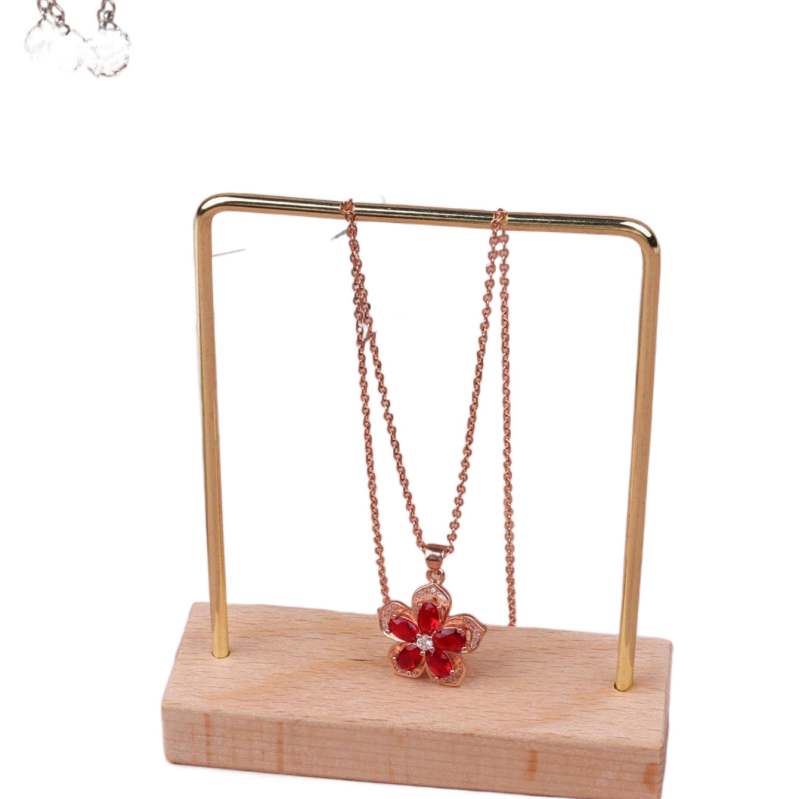 Držač za izlaganje nakita od masivnog drveta i metala, nordijski stil, jednoetažni, model Xd381