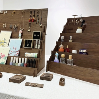 Дървена стойка за бижута, 3-етажна настолна поставка, мултифункционална, модерен минималистичен стил