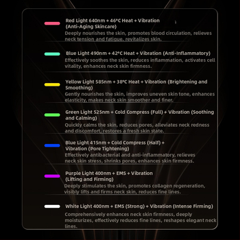 Kaklo grožio prietaisas su vibracijos masažu, fotonine terapija ir ledų režimas; skirtas pakėlimui, tonizavimui, raukšlių mažinimui ir odos atjauninimui (Modelis DYM063)