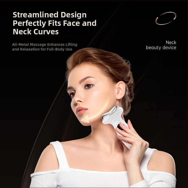Kakla skaistumkopšanas ierīce ar vibrācijas masāžu, fototerapiju un ledus režīmu; paredzēta pacēšanai, tonizēšanai, grumbu samazināšanai un ādas atjaunošanai (Modeļa DYM063)