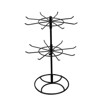 Forgó kovácsoltvas ékszerállvány, padlóra álló, 2 szintes, levehető tároló az ékszerekhez