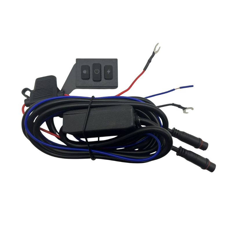 Motociklistički LED reflektor prekidač One-to-Two – kabelski set za kratko i daleko svjetlo, 100W, 12–90V, IP65, 50.000h