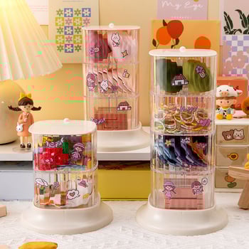 Ékszer tároló doboz, négy rétegű forgó, átlátszó asztali rendező, porálló, hordozható, többfunkciós