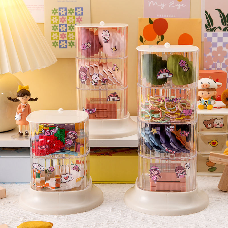 Ékszer tároló doboz, négy rétegű forgó, átlátszó asztali rendező, porálló, hordozható, többfunkciós