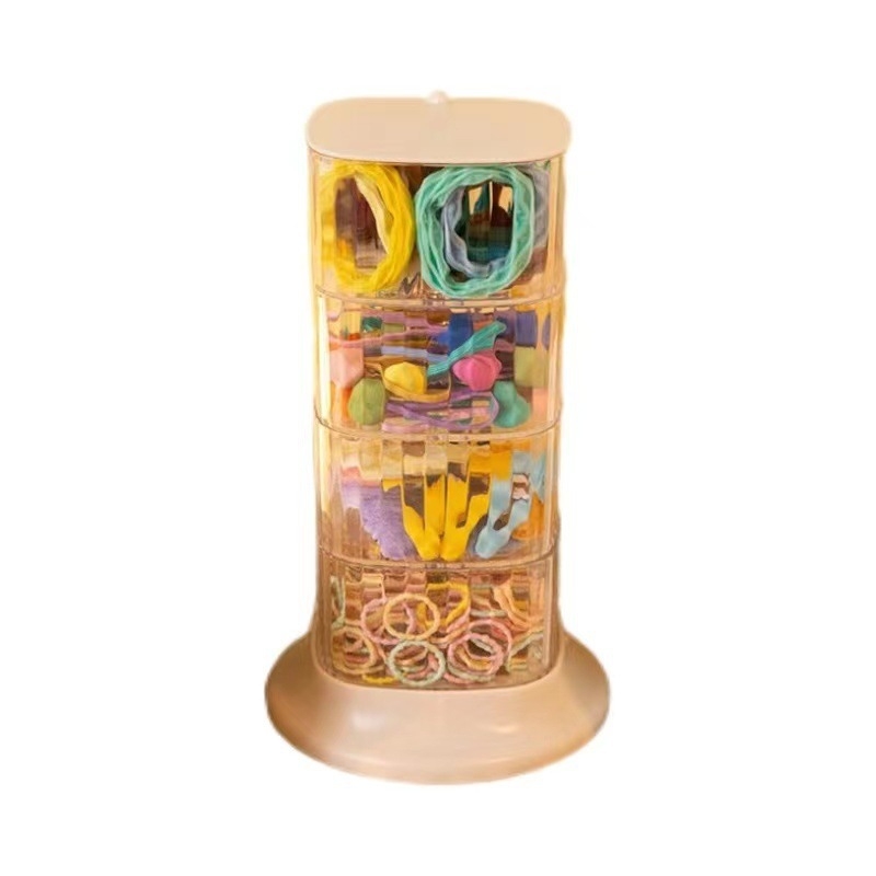 Ékszer tároló doboz, négy rétegű forgó, átlátszó asztali rendező, porálló, hordozható, többfunkciós