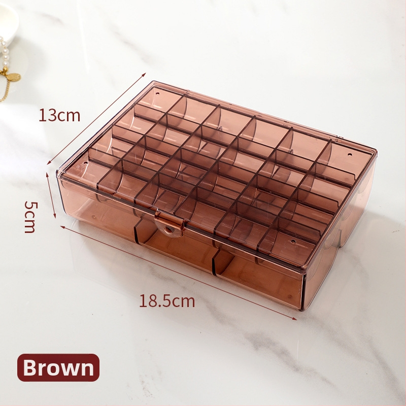 Lagana luksuzna kutija za bižuteriju za prstenje i naušnice s poklopcem, dvostruka plastična kutija za stolno korištenje, zaštićena od prašine i vlage