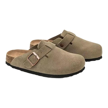 Sandale din piele în stil Birkenstock, vârf din plută, căptușeală din piele naturală, talpă din spumă, talpă plată, grosimea talpii 0–3 cm