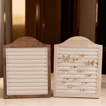 Držač za naušnice s drvenim uzorkom i velurom, oblik okvira za fotografiju, jednodijelni, spojna konstrukcija