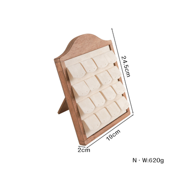 Držač za naušnice s drvenim uzorkom i velurom, oblik okvira za fotografiju, jednodijelni, spojna konstrukcija