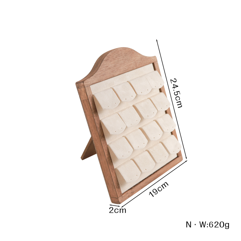 Držač za naušnice s drvenim uzorkom i velurom, oblik okvira za fotografiju, jednodijelni, spojna konstrukcija