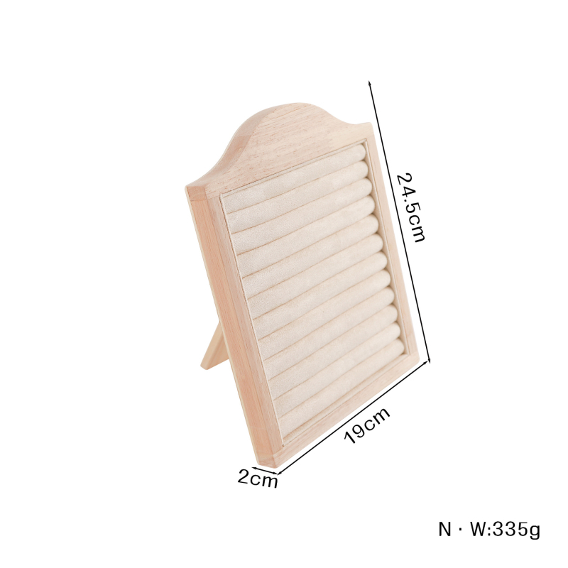 Držač za naušnice s drvenim uzorkom i velurom, oblik okvira za fotografiju, jednodijelni, spojna konstrukcija
