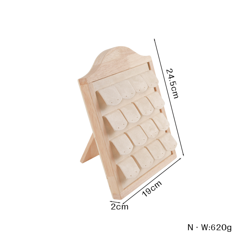 Držač za naušnice s drvenim uzorkom i velurom, oblik okvira za fotografiju, jednodijelni, spojna konstrukcija