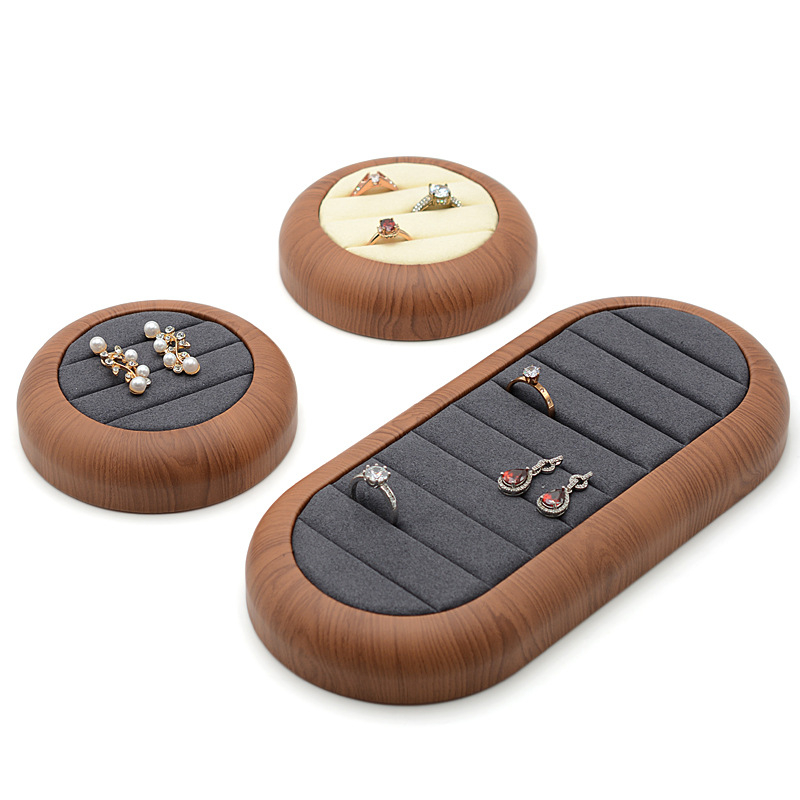 Bőrből készült ékszerkijelző tál, kerek, antik stílus, 2024 tavasz