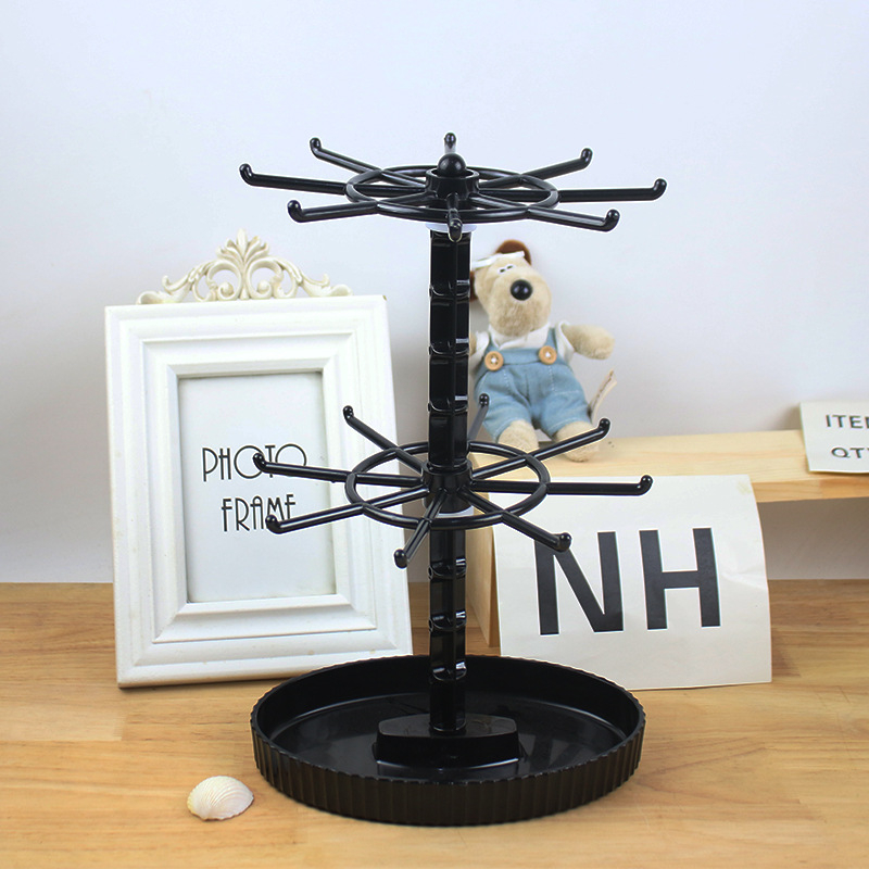 Forgó ékszerállvány – 3-rétegű műanyag fülbevaló kiállító, többszintű ventilátor-formájú kialakítással (injektált)