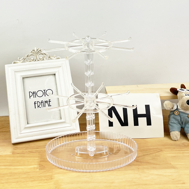 Forgó ékszerállvány – 3-rétegű műanyag fülbevaló kiállító, többszintű ventilátor-formájú kialakítással (injektált)