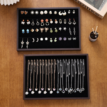 Fából készült ékszerállvány, négyzet alakú, egyszintes, luxus kivitel