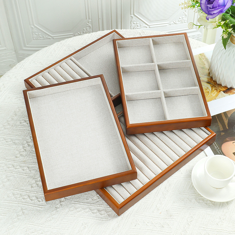 Fából készült ékszer tároló tálca, téglalap alakú, egyrészes kialakítás, splicing kivitelezés, márka Show Strength