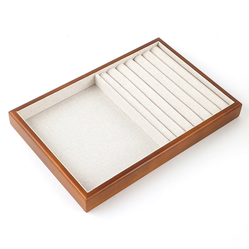 Fából készült ékszer tároló tálca, téglalap alakú, egyrészes kialakítás, splicing kivitelezés, márka Show Strength