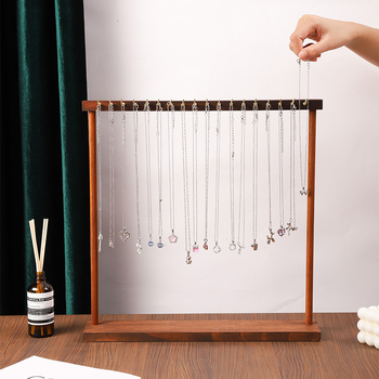 Drveni stalak za nakit, jednostruki izložbeni stalak za ogrlice, umjetničkog stila, marka Convenient, izrada rezanjem