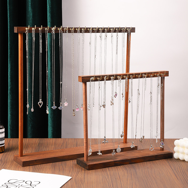 Drveni stalak za nakit, jednostruki izložbeni stalak za ogrlice, umjetničkog stila, marka Convenient, izrada rezanjem