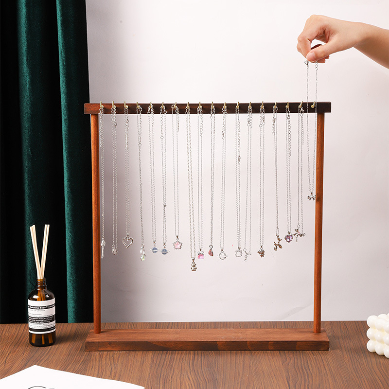 Drveni stalak za nakit, jednostruki izložbeni stalak za ogrlice, umjetničkog stila, marka Convenient, izrada rezanjem