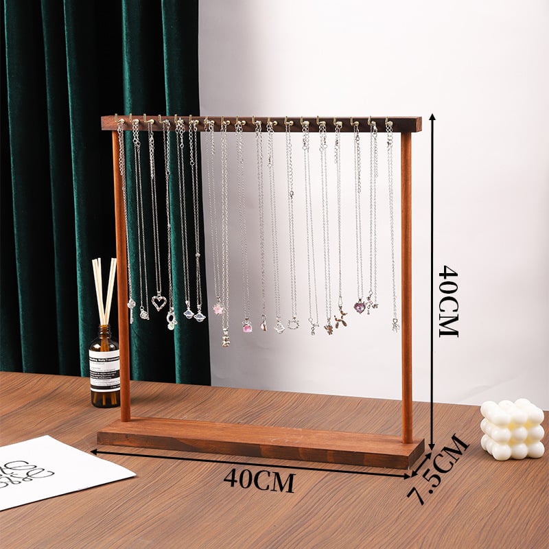 Drveni stalak za nakit, jednostruki izložbeni stalak za ogrlice, umjetničkog stila, marka Convenient, izrada rezanjem