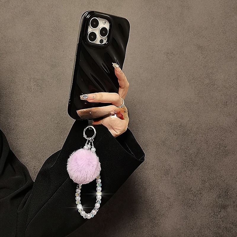 Naramnica za mobitel – kristalni perli, plišasti privjesak u obliku srca, ručna izrada, čelično uže, unisex