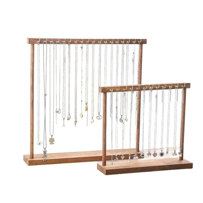 Držač za ogrlice od drveta/bambusa — stolna pohrana nakita, jedno razina, vijčano pričvršćivanje