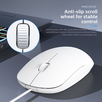 Žični optički miš s tihim radom, USB, kompatibilan s prijenosnicima i stolnim računalima, 1600 DPI, 3 tipke, dimenzije 110 × 60 × 26 mm