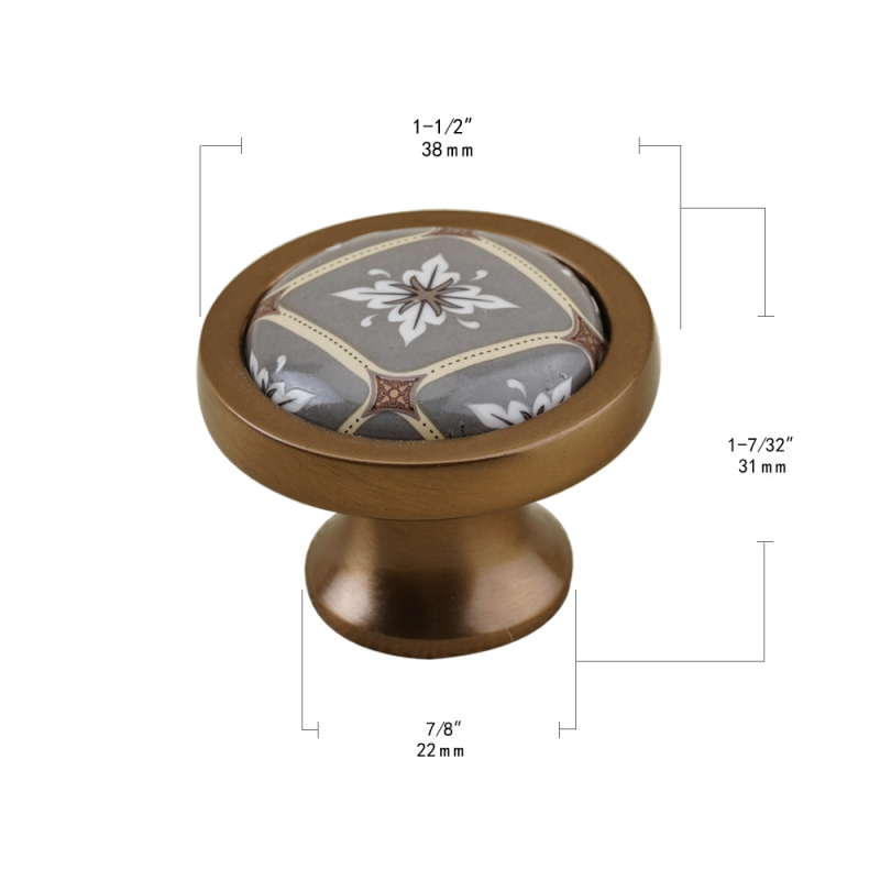 Bohemia-stílusú gardróbszekrény fogantyú, anyag: cinkötvözet + kerámia, modell: W09, alkalmas ajtókhoz vagy fiókokhoz