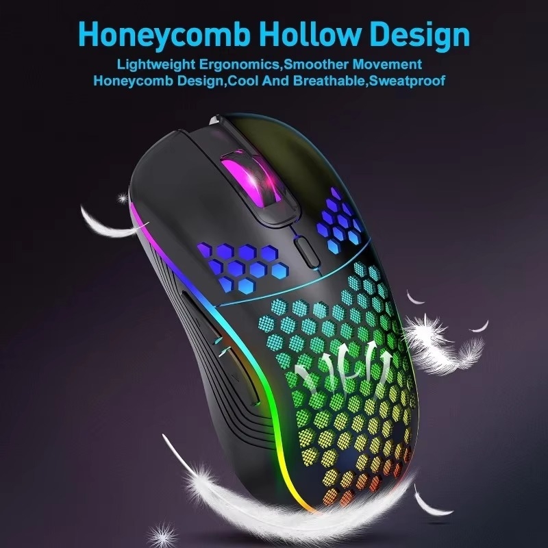 Bežični gaming miš s RGB osvjetljenjem, 2.4G USB, DPI prilagodljiv 2600, 6 tipki, domet 10 m (2.4G bežična veza, USB sučelje, DPI prilagodljiv 2600, 6 tipki, domet 10 m)
