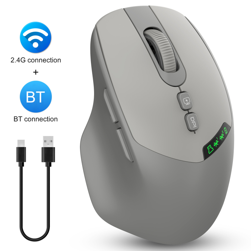 Mouse Bluetooth fără fir pentru laptop – silențios, reîncărcabil, 2000 DPI, 7 butoane, conexiune 2,4GHz/Bluetooth