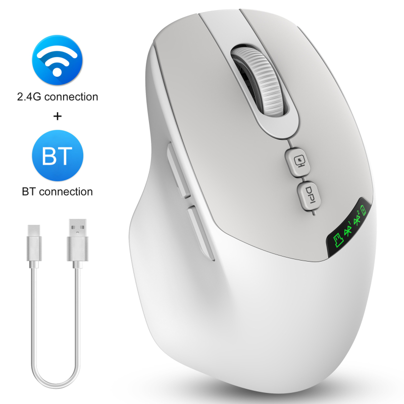 Mouse Bluetooth fără fir pentru laptop – silențios, reîncărcabil, 2000 DPI, 7 butoane, conexiune 2,4GHz/Bluetooth