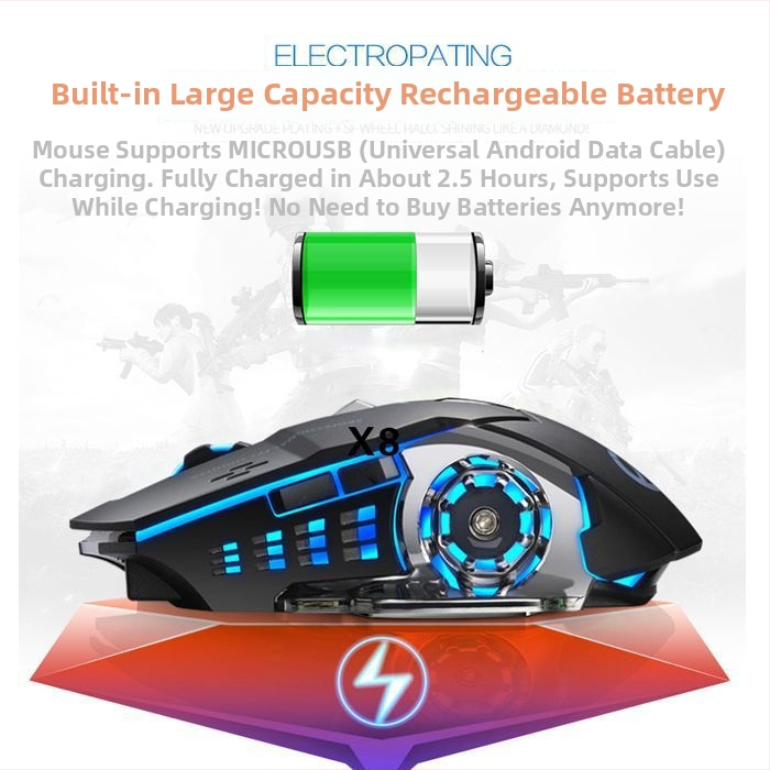 Optický bezdrôtový myš s USB rozhraním, 1000 DPI, 5-úrovňové nastavenie DPI, bezdrôtové nabíjanie