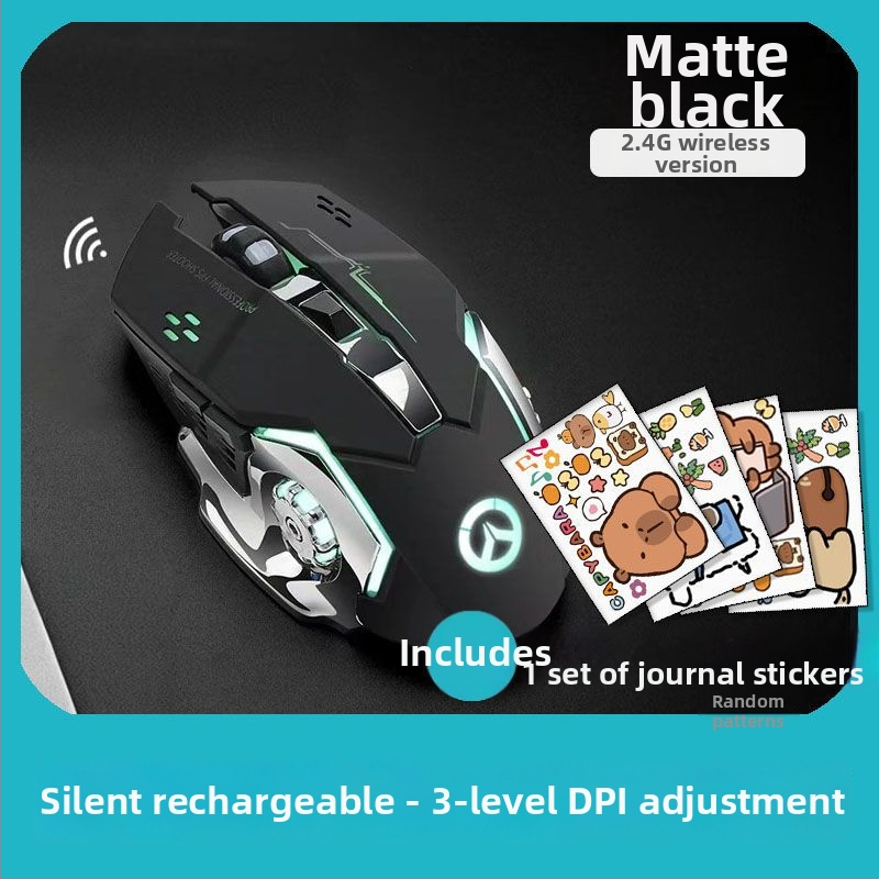 Optický bezdrôtový myš s USB rozhraním, 1000 DPI, 5-úrovňové nastavenie DPI, bezdrôtové nabíjanie