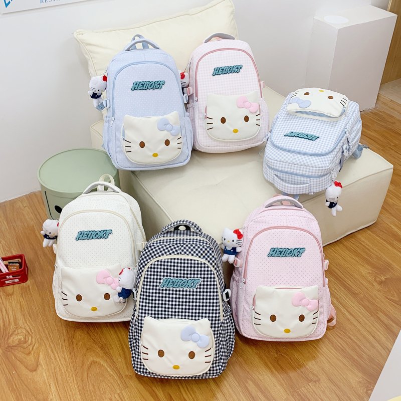 Nylon ruksak s kariranim uzorkom, unisex, zakrivljeni naramenice, podstava od poliesteru