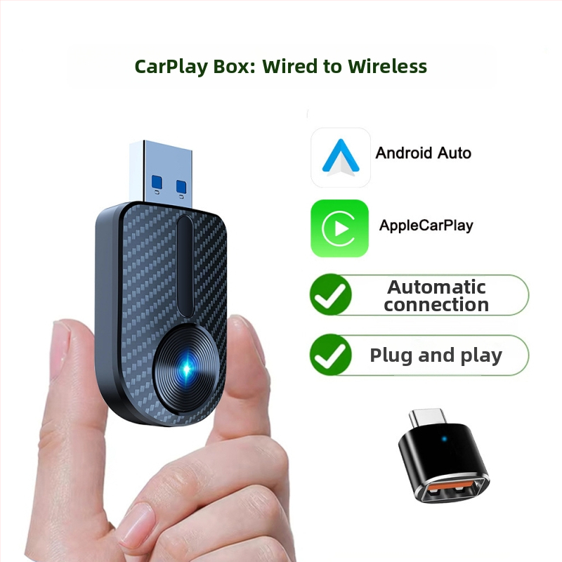 Adaptor CarPlay fără fir: convertor de la CarPlay prin cablu la CarPlay wireless pentru mașini cu CarPlay prin cablu și Android Auto, 5V, 0.25W, 40g