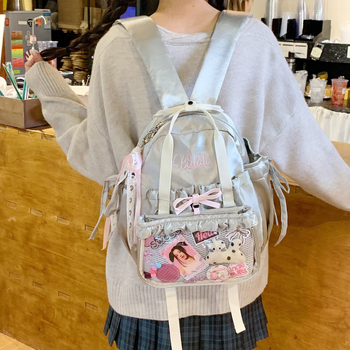 Anime-stílusú két darabos hátizsák készlet, nylon utazó hátizsák, laptop-kompatibilis, görbült vállpántok