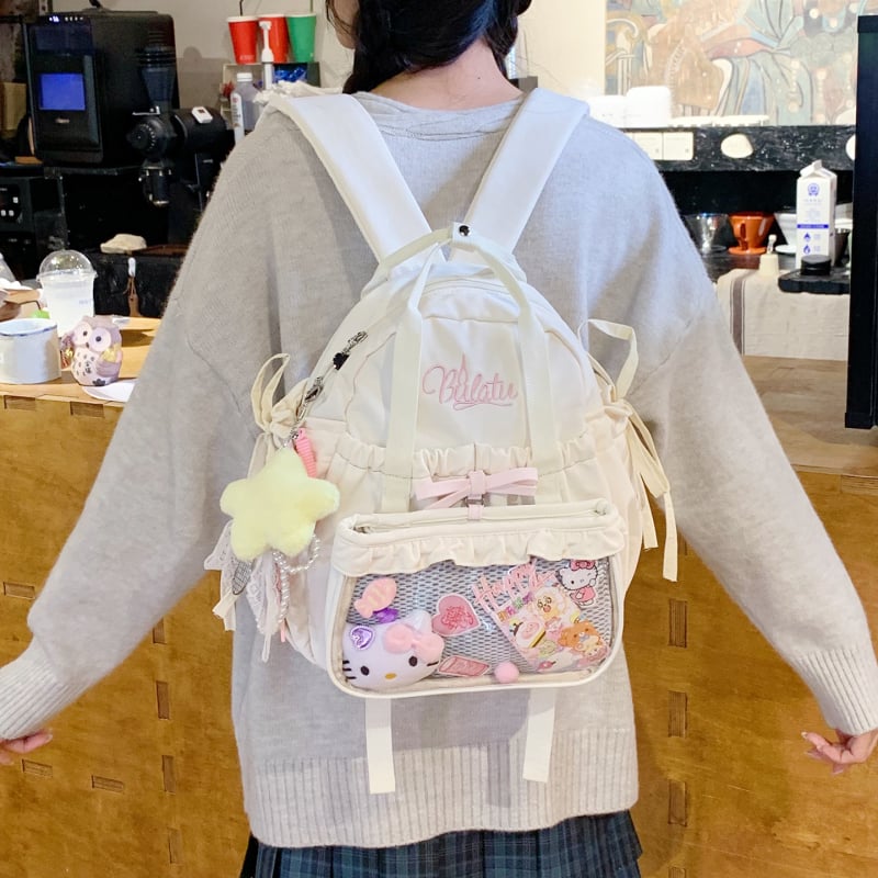 Anime-stílusú két darabos hátizsák készlet, nylon utazó hátizsák, laptop-kompatibilis, görbült vállpántok