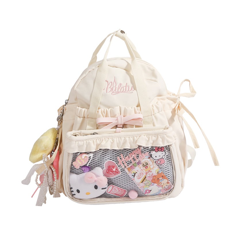 Anime-stílusú két darabos hátizsák készlet, nylon utazó hátizsák, laptop-kompatibilis, görbült vállpántok