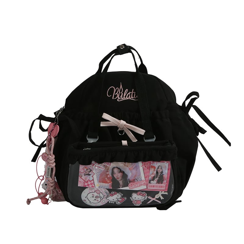 Anime-stílusú két darabos hátizsák készlet, nylon utazó hátizsák, laptop-kompatibilis, görbült vállpántok