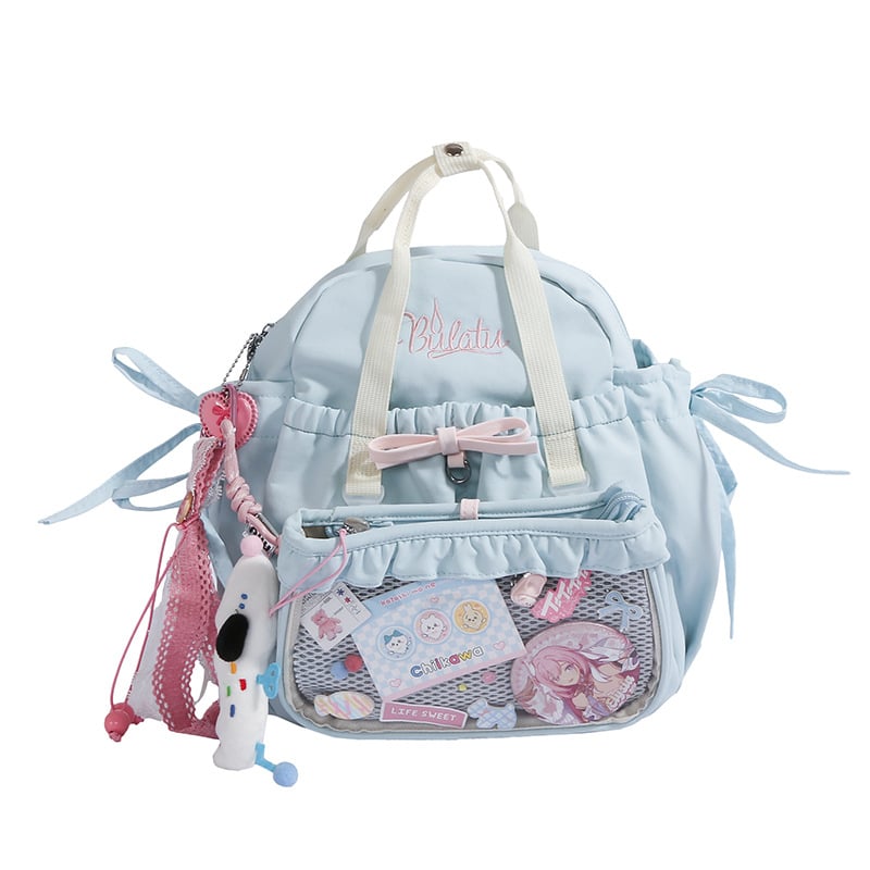 Anime-stílusú két darabos hátizsák készlet, nylon utazó hátizsák, laptop-kompatibilis, görbült vállpántok