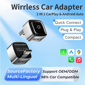 Model M5: adaptor CarPlay 2 în 1 – cablat către CarPlay wireless și Android Auto wireless; carcasă din aliaj + placă acrilică; port USB/Type-C; compatibil cu 98% dintre vehiculele străine