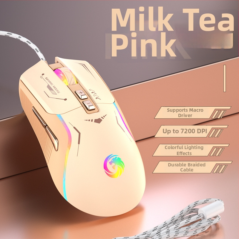 Káblový herný myš s 5600 DPI, 7 programovateľnými tlačidlami, makroprogramovanie, RGB podsvietenie, USB rozhranie