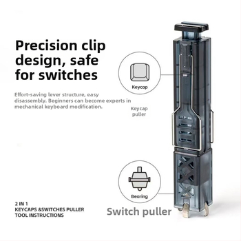 Dvojitý ťahací nástroj na osi a klávesy pre čistenie mechanickej klávesnice, ABS + 304 nerezovej ocele